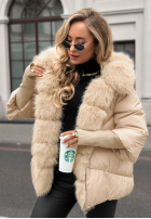 Krátká Prošívaná Bunda z futerkiem Frosty Horizon velbloudí