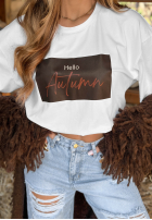 Tričko z nadrukiem Hello Autumn Bílá