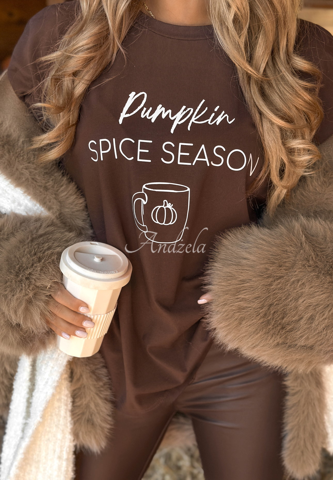 Tričko s potiskem Pumpkin Spice Season čokoládový