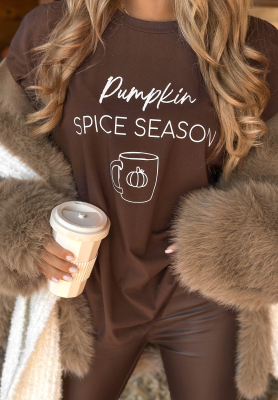 Tričko s potiskem Pumpkin Spice Season čokoládový