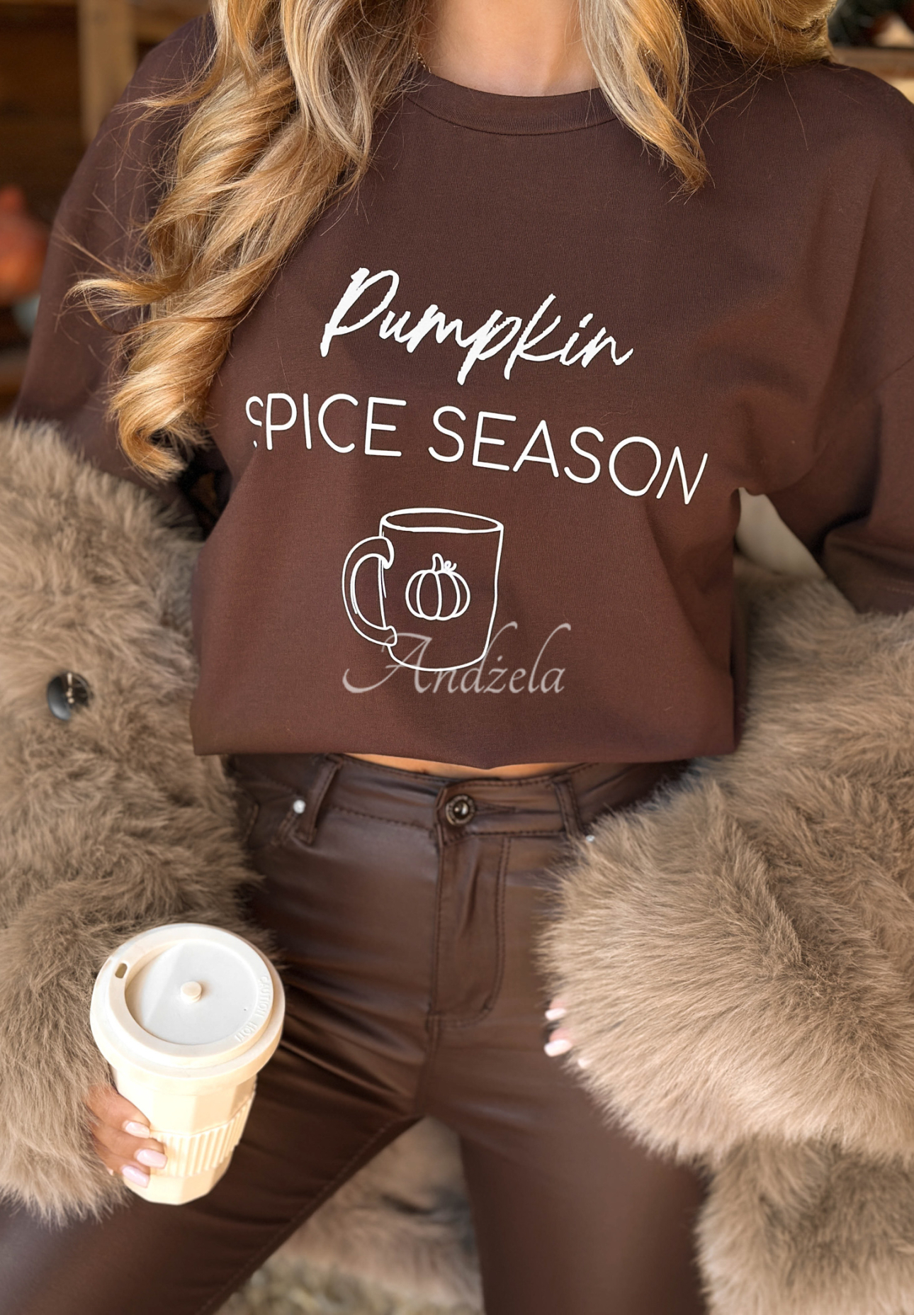 Tričko s potiskem Pumpkin Spice Season čokoládový