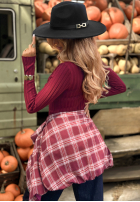 Prążkowana Halenka longsleeve Wrong Time vínová