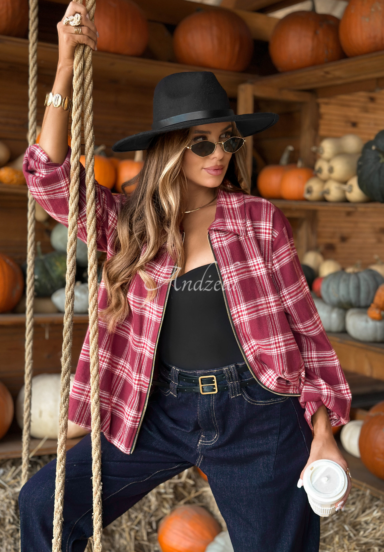Bunda bomber károvaná Late Apology vínová
