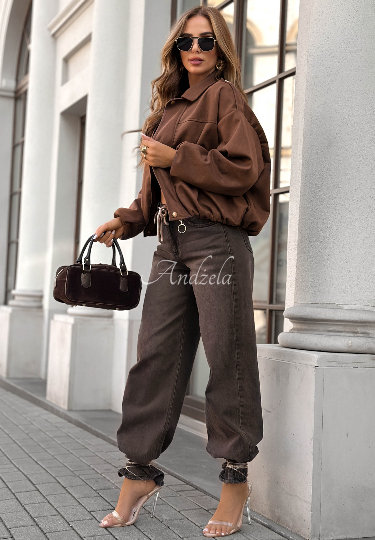 Semišová bunda bomberka Give Me Truth čokoládová