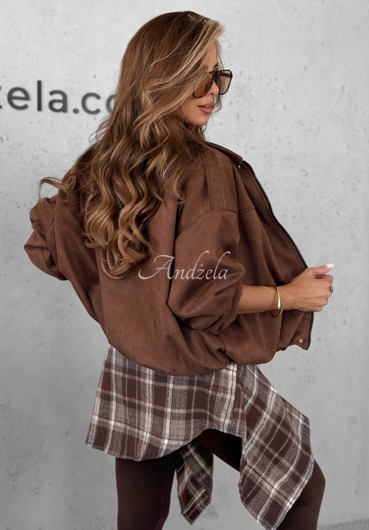 Semišová bunda bomberka Delete That čokoládová