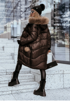 Długa Prošívaná Bunda z futerkiem Snow Offense čokoládová  II