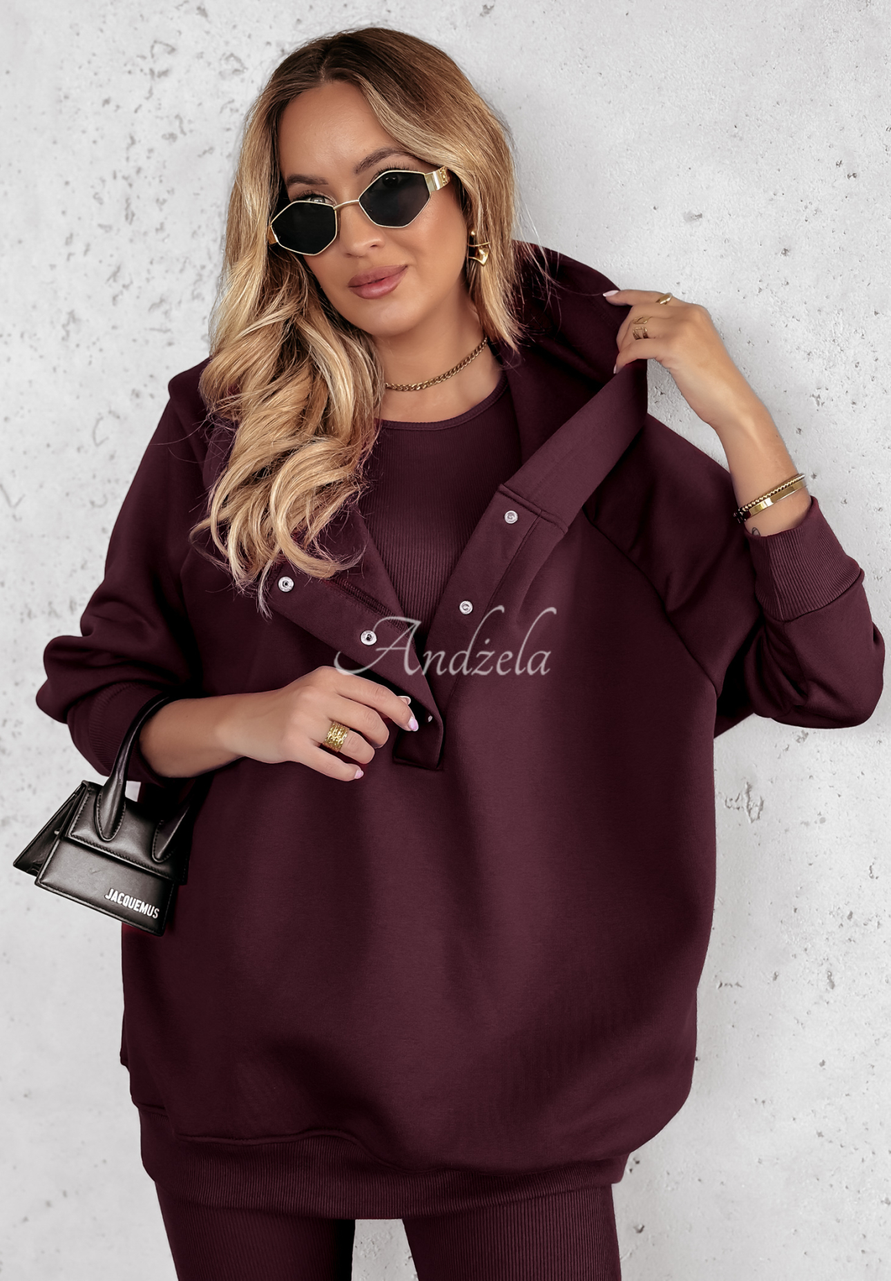Souprava 3in1 legíny, Top a mikina Super Fit víno