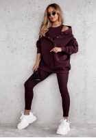 Souprava 3in1 Legíny, top i Mikina Super Fit wino