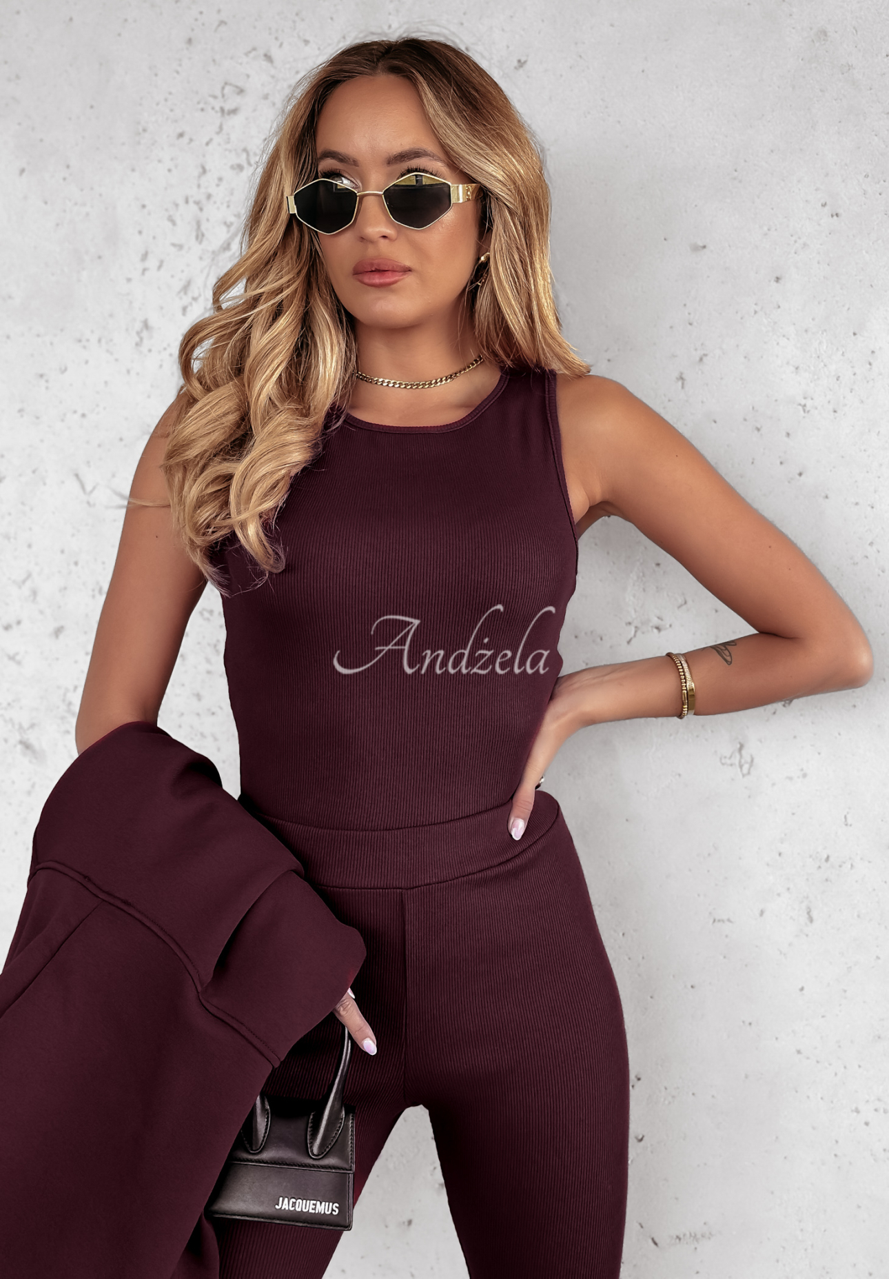 Souprava 3in1 legíny, Top a mikina Super Fit víno