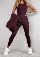 Souprava 3in1 Legíny, top i Mikina Super Fit wino
