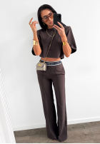 Eleganckie Kalhoty wide leg La Milla Sunshine Elegance čokoládové
