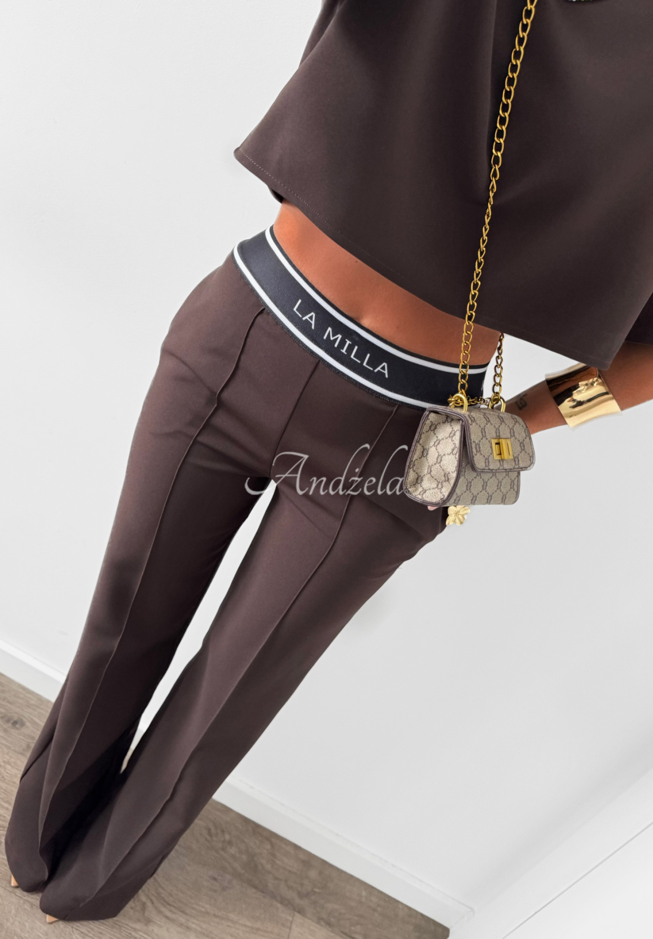 Eleganckie Kalhoty wide leg La Milla Sunshine Elegance čokoládové