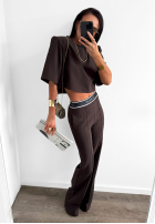 Eleganckie Kalhoty wide leg La Milla Sunshine Elegance čokoládové
