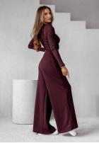 Souprava prążkowana Halenka i Kalhoty wide leg Don’t Stop wino