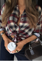 Košile w kratę Latte Time vínová
