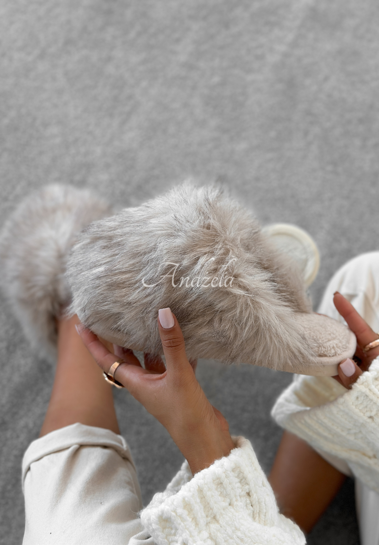 Pantofle s kožíškem Fluffy Feet béžové