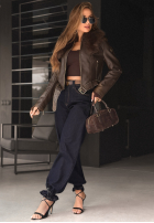 Skórzana Bunda z futerkiem Still Unread čokoládová