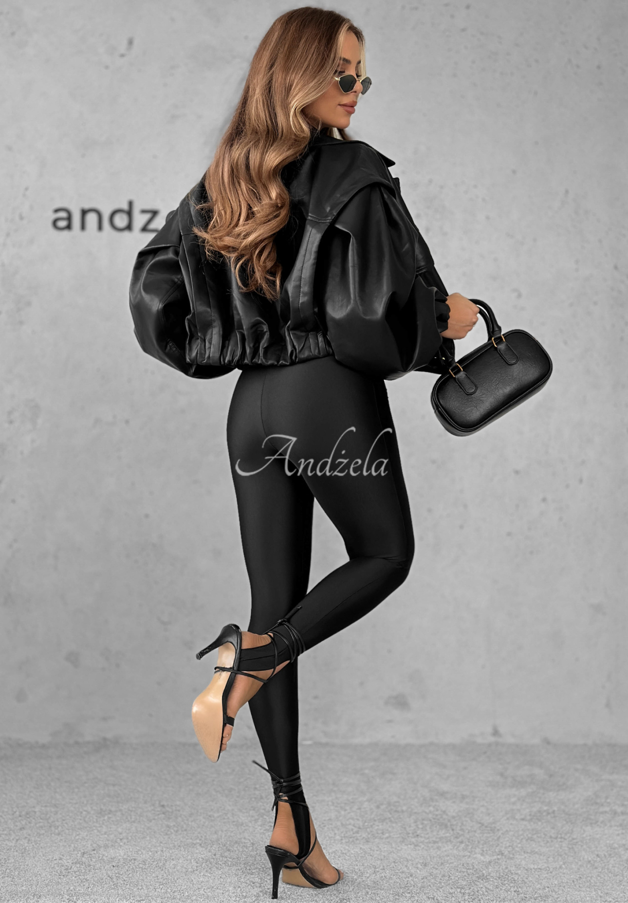 Kožená oversize bunda 80s Vibe černá