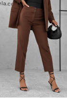 Eleganckie Kalhoty Cigaretky  Runway Ready čokoládové