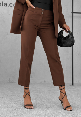 Elegantní cigaretové kalhoty Runway Ready čokoládové