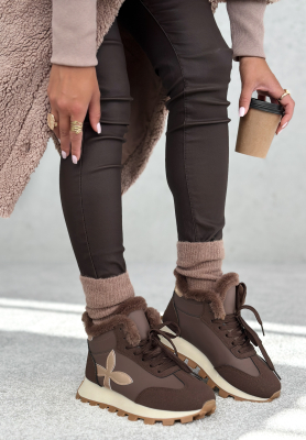 Tenisky s kožíškem Getting Really Cold čokoládové