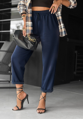 Látkové kalhoty s viskózou Chosen Silence granátové