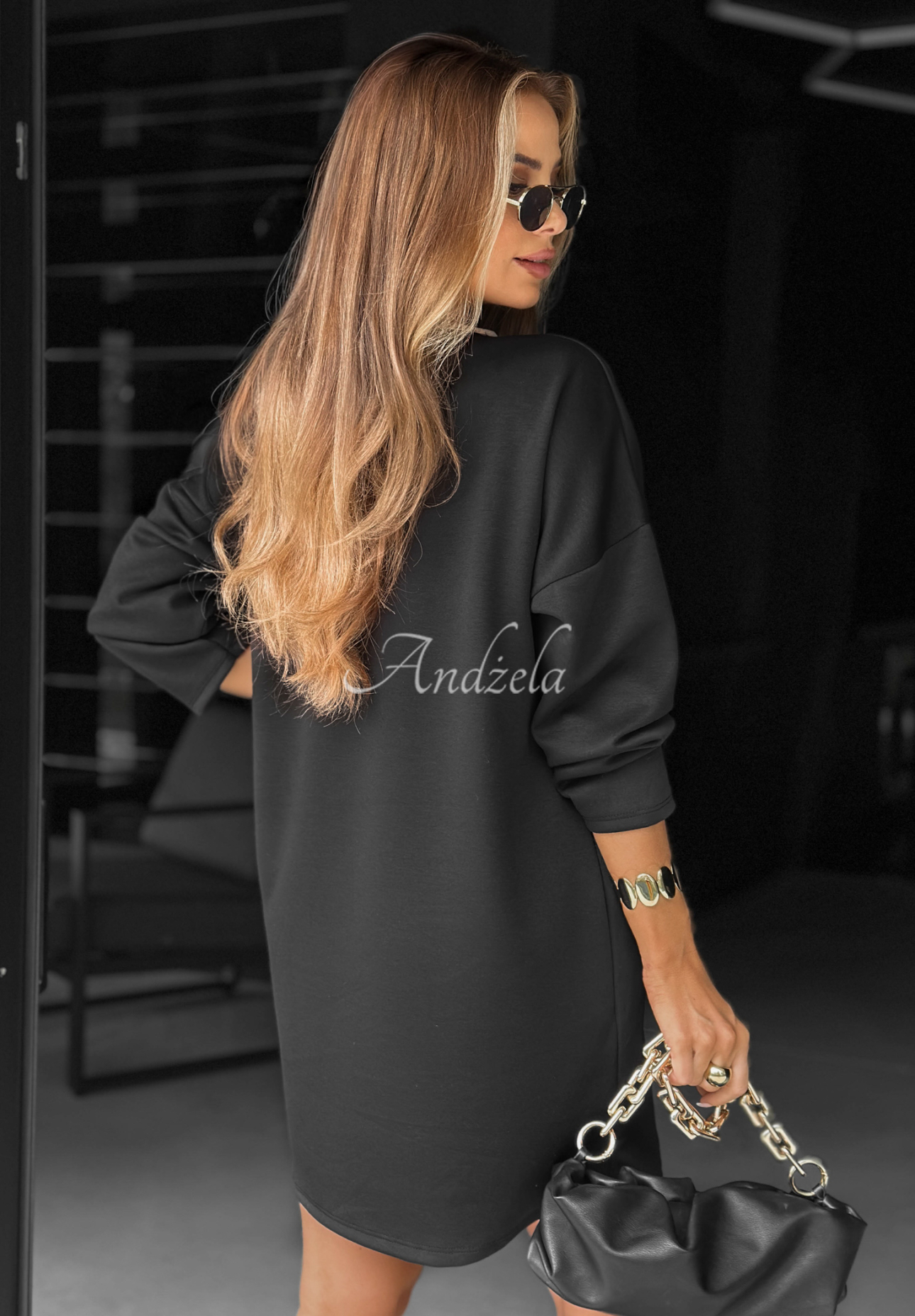 Teplákové šaty s potiskem Little Things černá