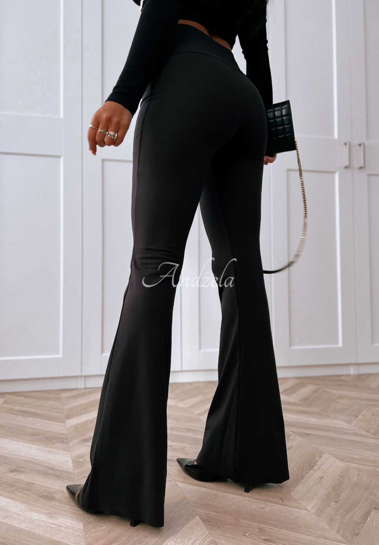 Viskózové zvonové legíny Can’t Stop černé