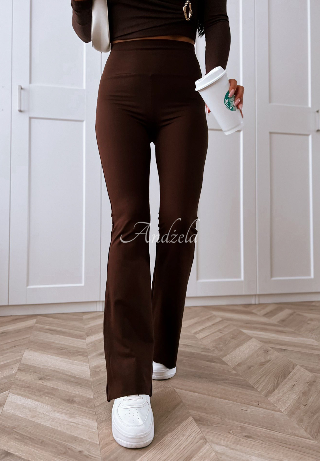 Viskózové zvonové legíny Can’t Stop čokoládové