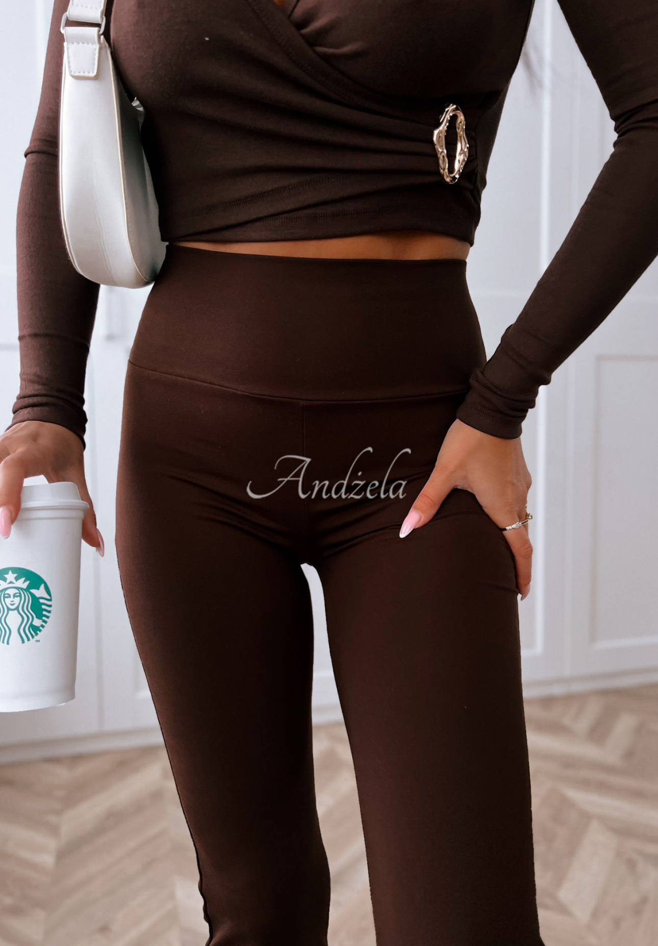 Viskózové zvonové legíny Can’t Stop čokoládové