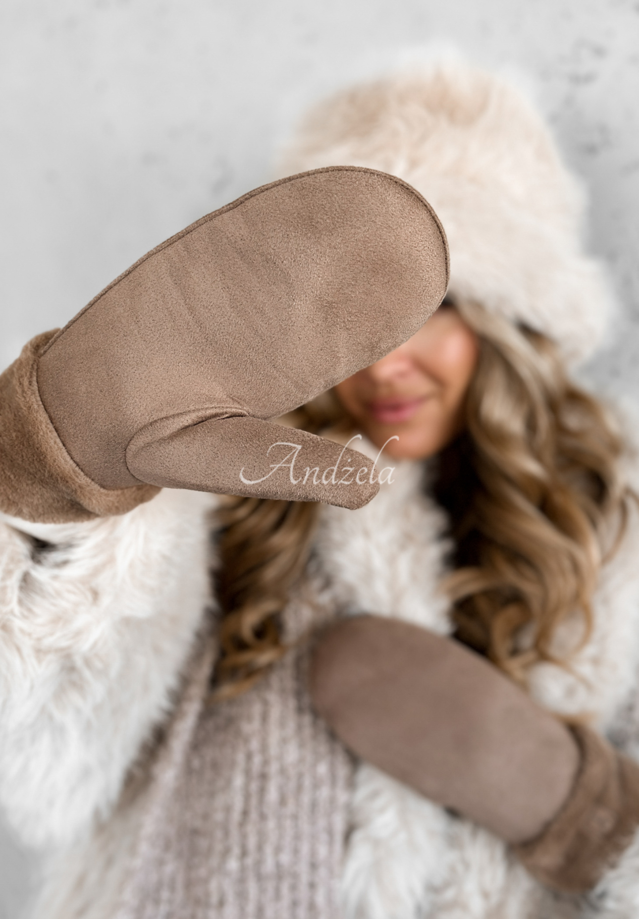 Semišové rukavice s kožíškem Snow Clear velbloudí  II