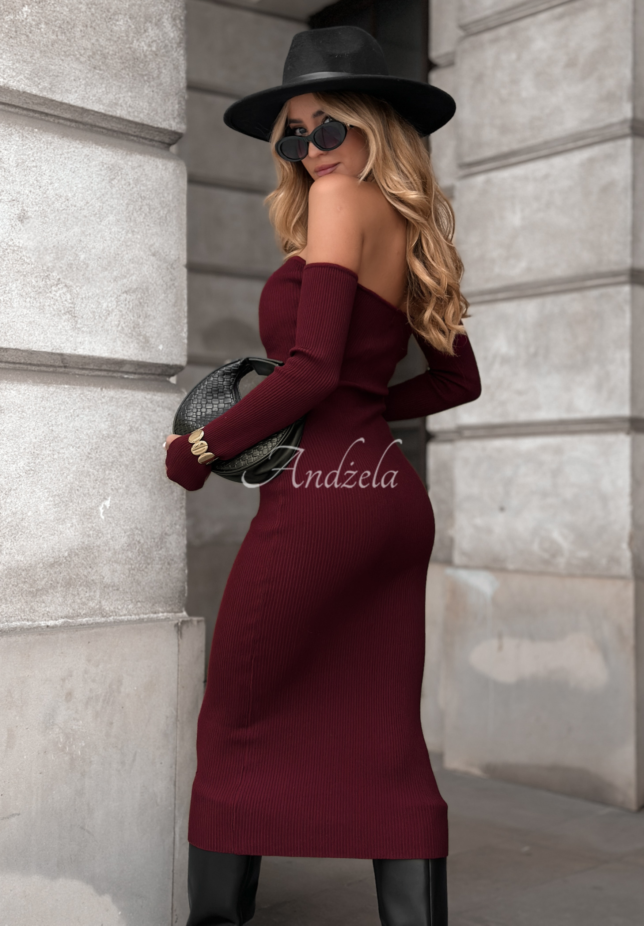 Žebrované bodycon šaty Mrs Delusion vínová