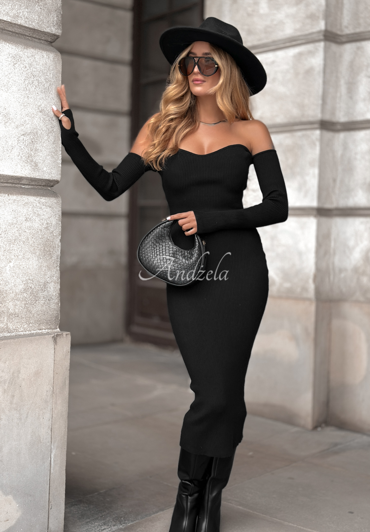 Žebrované bodycon šaty Mrs Delusion černá