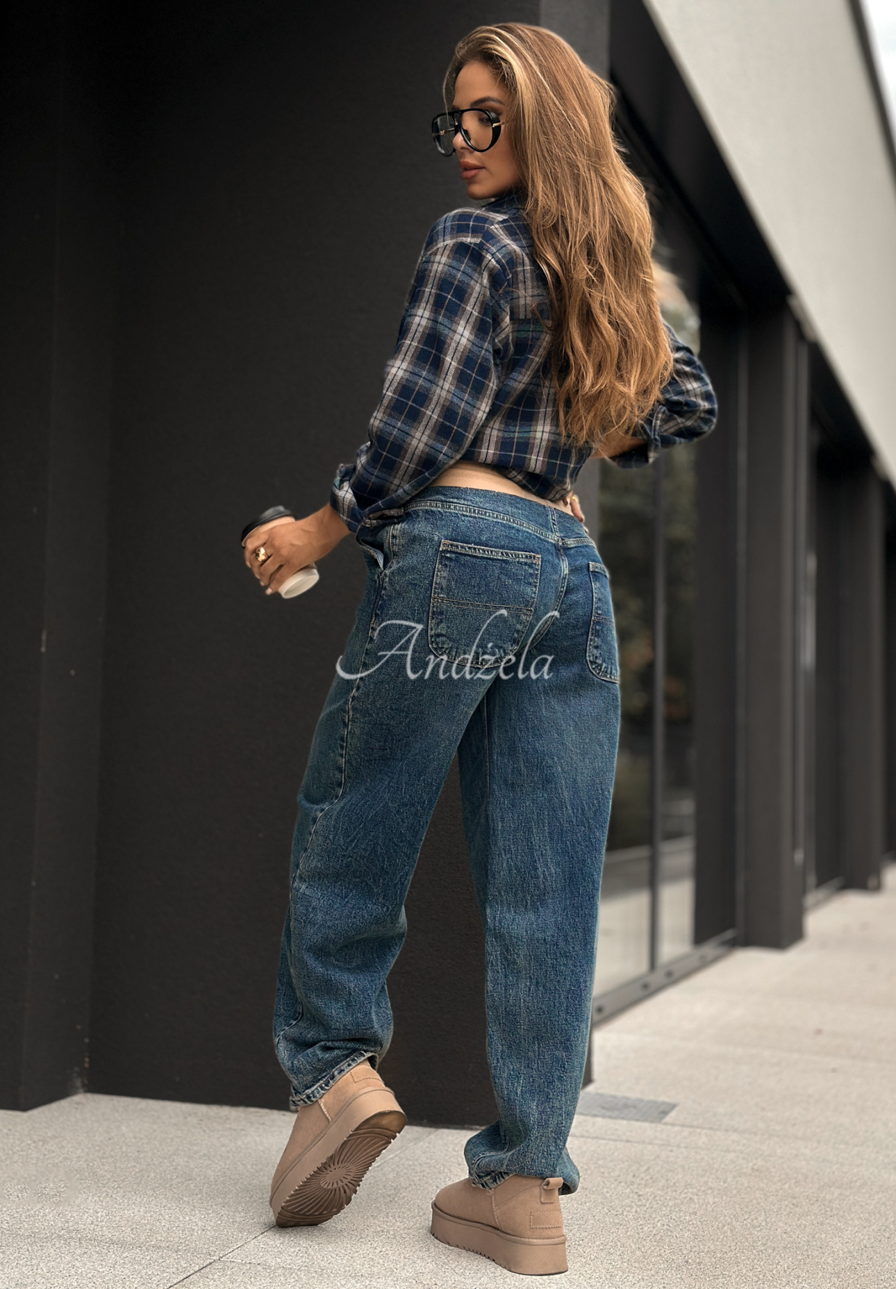 Džíny wide leg Not Your Type tmavě modré