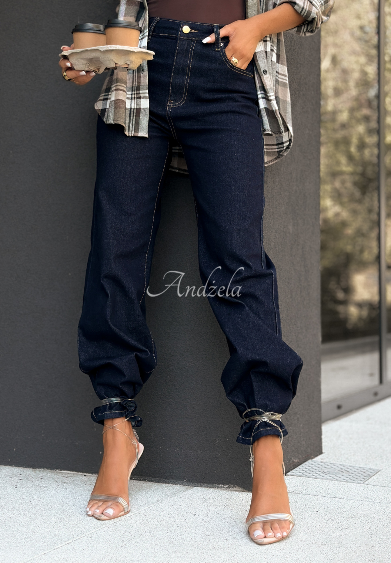 Džíny wide leg Inspire The World granátové