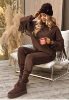 Tepláková souprava s třásněmi Fringe Obsessed čokoládový