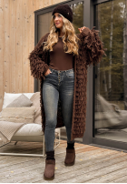 Dlouhý kardigan z frędzlami Fringe čokoládový