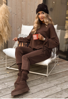 Tepláková souprava z frędzlami Fringe Obsessed čokoládový