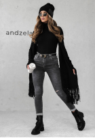 Kalhoty džínové  mom fit Give It Everything tmavě šedý