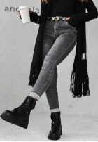 Kalhoty džínové  mom fit Give It Everything tmavě šedý