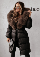 Długa Prošívaná Bunda z futerkiem Ice Kingdom černá