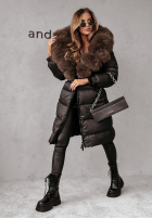 Długa Prošívaná Bunda z futerkiem Ice Kingdom černá