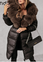 Długa Prošívaná Bunda z futerkiem Ice Kingdom černá