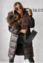 Długa Prošívaná Bunda z futerkiem Ice Kingdom černá