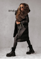 Długa Prošívaná Bunda z futerkiem Ice Kingdom černá