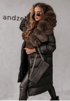 Długa Prošívaná Bunda z futerkiem Ice Kingdom černá