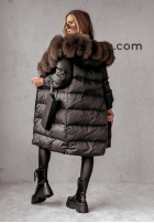 Długa Prošívaná Bunda z futerkiem Ice Kingdom černá