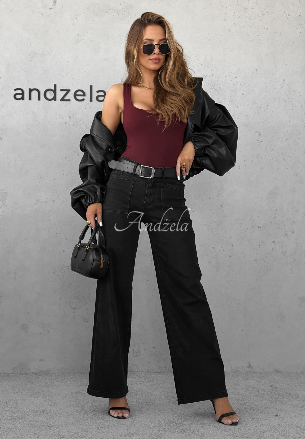 Džíny wide leg s páskem Still Learning tmavě šedý