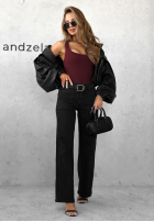 Kalhoty džínové  wide leg z paskiem Still Learning tmavě šedý