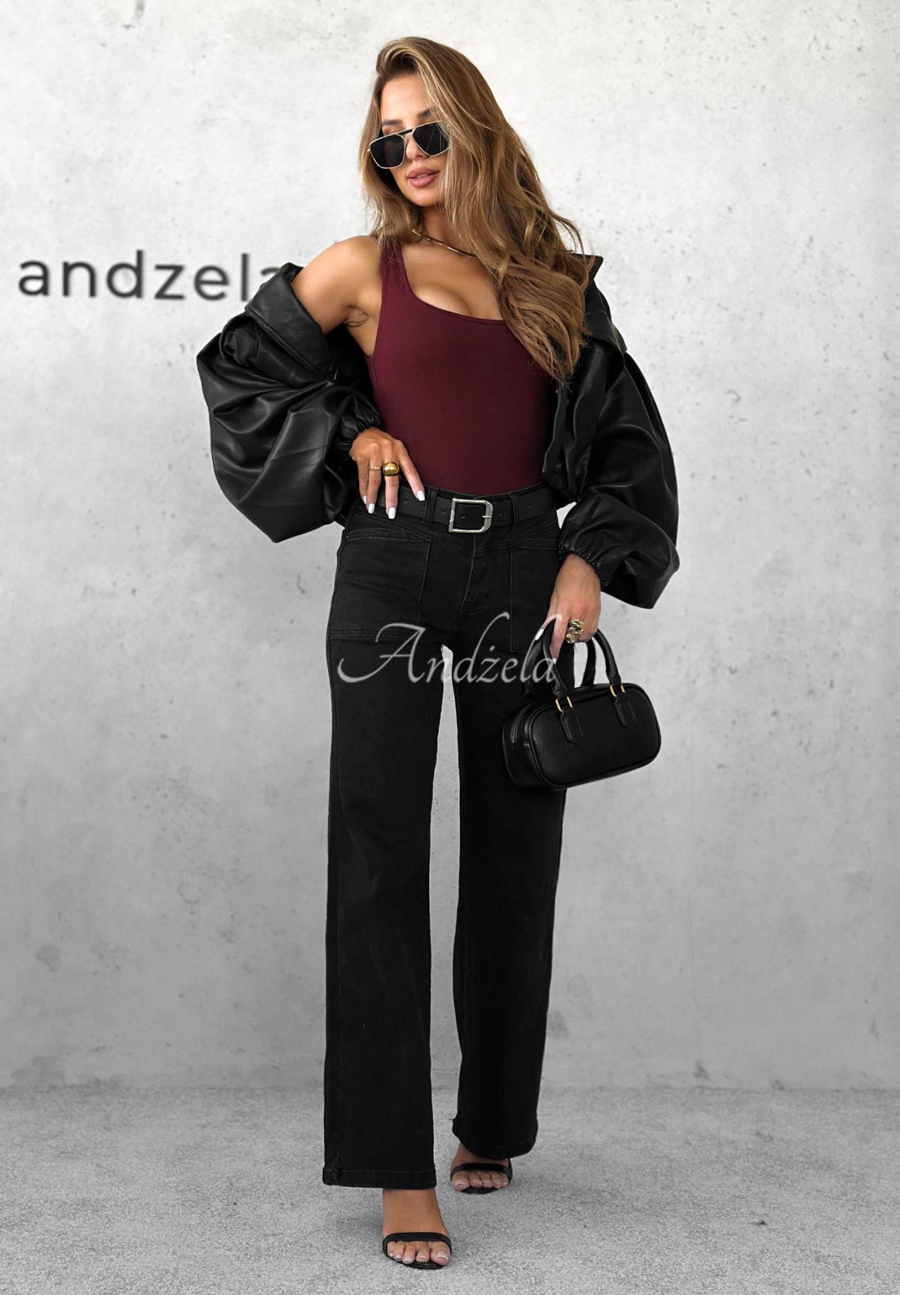 Džíny wide leg s páskem Still Learning tmavě šedý